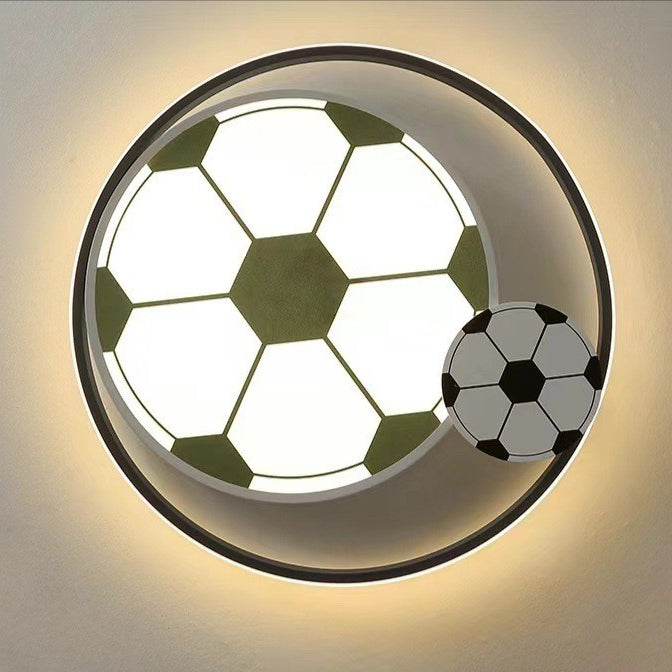 Moderne Art Deco Kinder Acryl Eisen Fußballförmige Runde LED Deckenleuchte Für Schlafzimmer 
