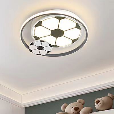 Moderne Art Deco Kinder Acryl Eisen Fußballförmige Runde LED Deckenleuchte Für Schlafzimmer 