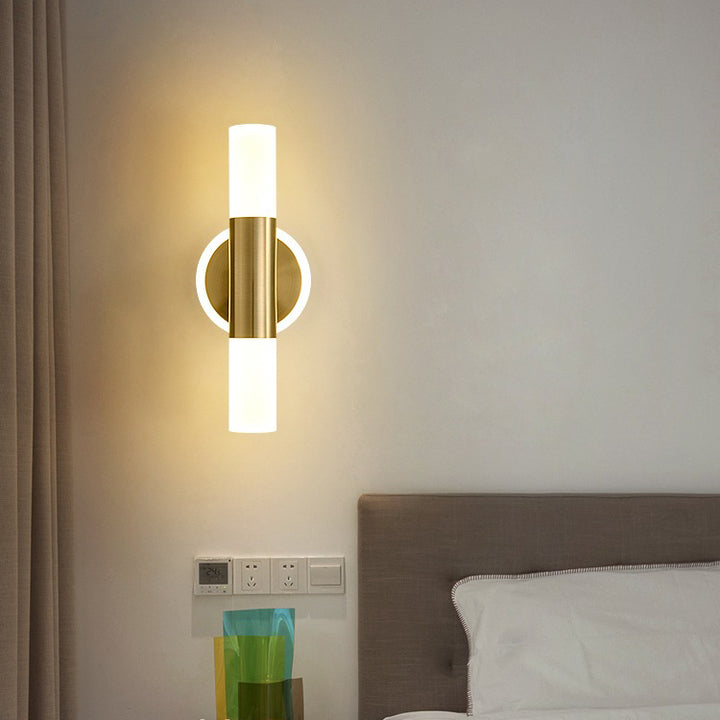 Modern Minimalist Acrylic &amp; Iron Round Cylinder LED Wall Sconce Lamp For Bedroom &amp; Living Room