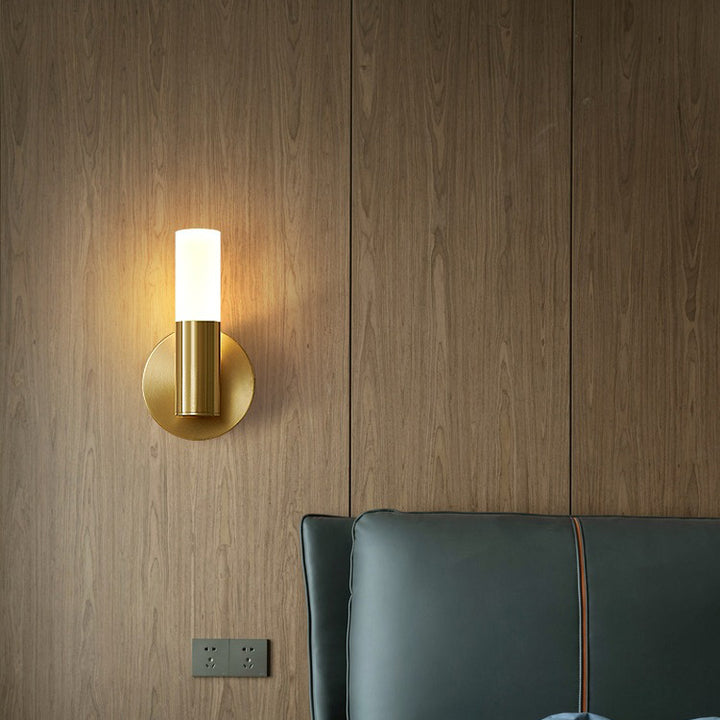 Modern Minimalist Acrylic &amp; Iron Round Cylinder LED Wall Sconce Lamp For Bedroom &amp; Living Room