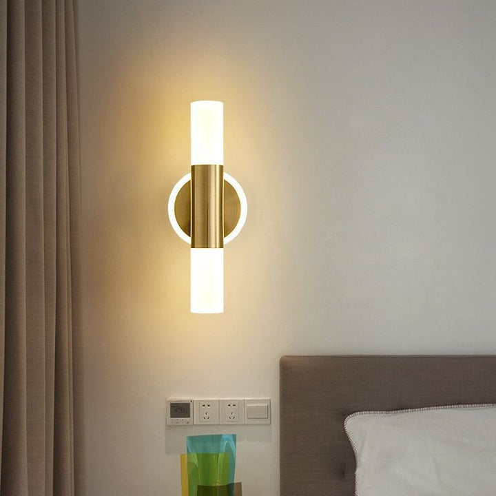 Modern Minimalist Acrylic &amp; Iron Round Cylinder LED Wall Sconce Lamp For Bedroom &amp; Living Room