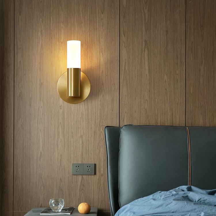 Modern Minimalist Acrylic &amp; Iron Round Cylinder LED Wall Sconce Lamp For Bedroom &amp; Living Room