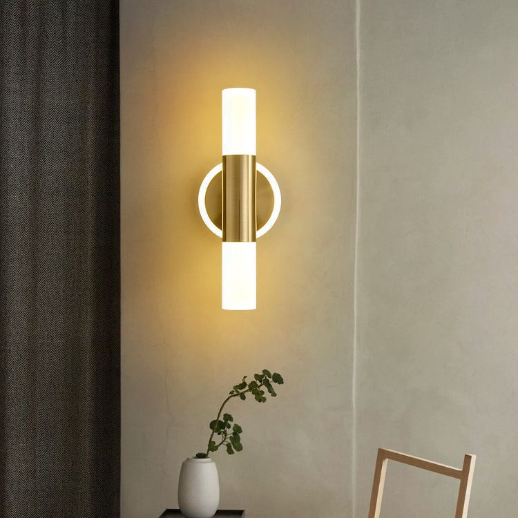 Modern Minimalist Acrylic &amp; Iron Round Cylinder LED Wall Sconce Lamp For Bedroom &amp; Living Room