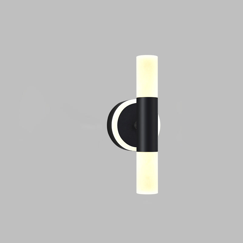 Modern Minimalist Acrylic &amp; Iron Round Cylinder LED Wall Sconce Lamp For Bedroom &amp; Living Room
