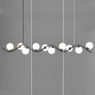 Contemporary Creative Glass Iron Curved Globe 8/10-Light Chandelier Island Light For Dining Room