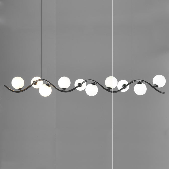 Contemporary Creative Glass Iron Curved Globe 8/10-Light Chandelier Island Light For Dining Room
