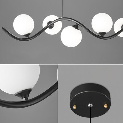 Contemporary Creative Glass Iron Curved Globe 8/10-Light Chandelier Island Light For Dining Room