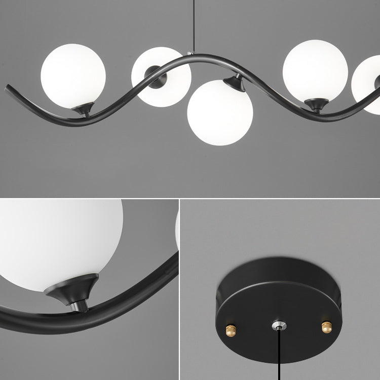 Contemporary Creative Glass Iron Curved Globe 8/10-Light Chandelier Island Light For Dining Room