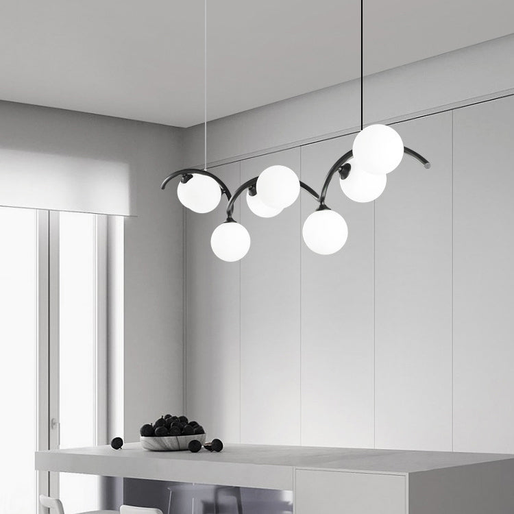 Contemporary Creative Glass Iron Curved Globe 8/10-Light Chandelier Island Light For Dining Room