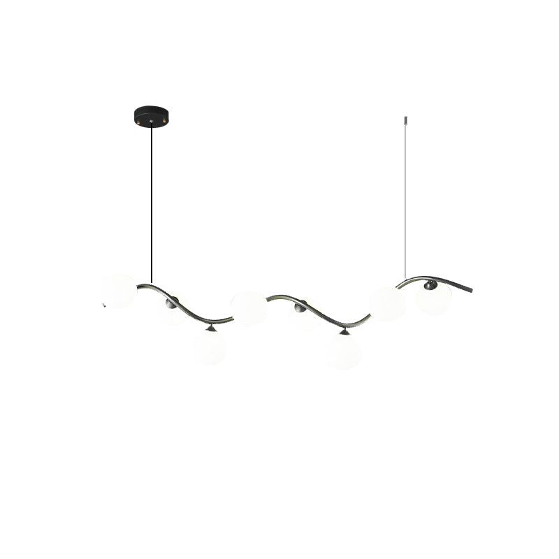 Contemporary Creative Glass Iron Curved Globe 8/10-Light Chandelier Island Light For Dining Room