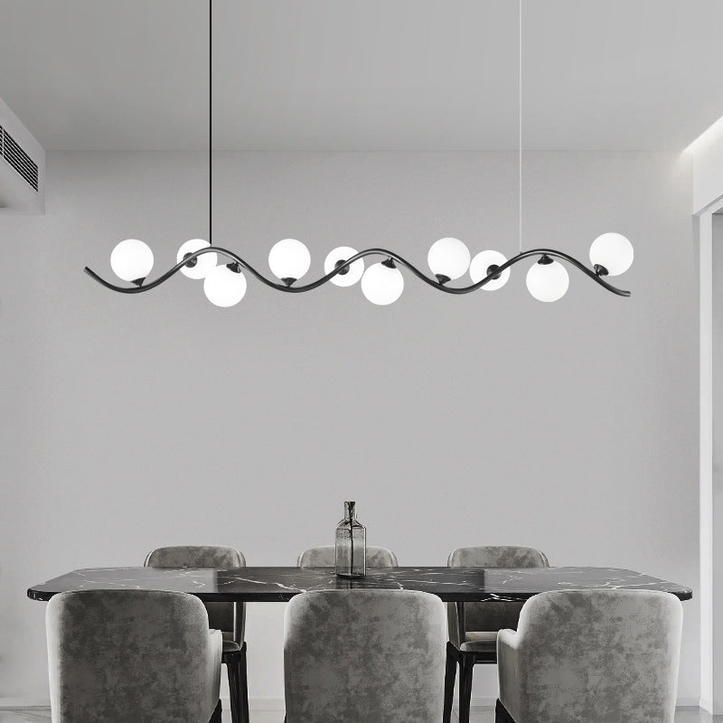 Contemporary Creative Glass Iron Curved Globe 8/10-Light Chandelier Island Light For Dining Room