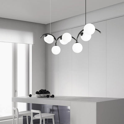 Contemporary Creative Glass Iron Curved Globe 8/10-Light Chandelier Island Light For Dining Room