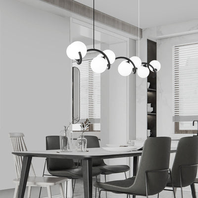Contemporary Creative Glass Iron Curved Globe 8/10-Light Chandelier Island Light For Dining Room