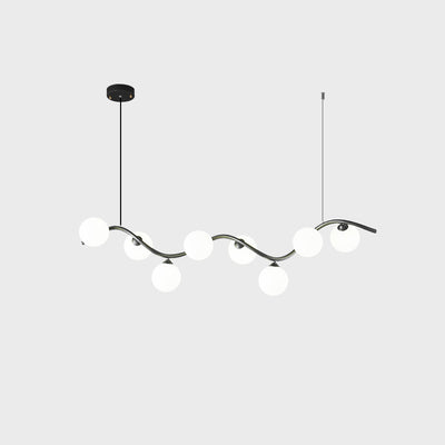 Contemporary Creative Glass Iron Curved Globe 8/10-Light Chandelier Island Light For Dining Room
