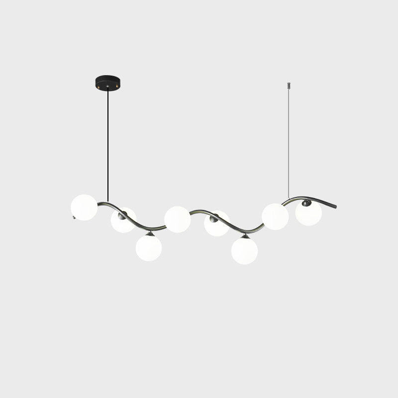 Contemporary Creative Glass Iron Curved Globe 8/10-Light Chandelier Island Light For Dining Room