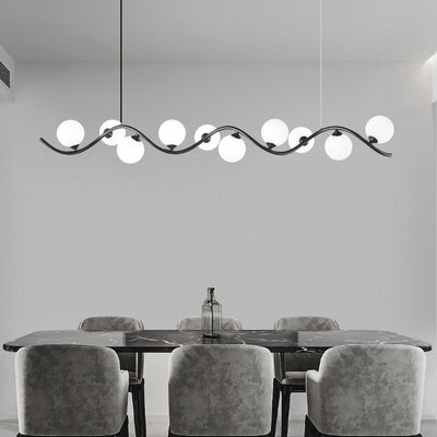 Contemporary Creative Glass Iron Curved Globe 8/10-Light Chandelier Island Light For Dining Room