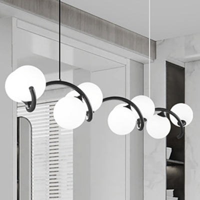 Contemporary Creative Glass Iron Curved Globe 8/10-Light Chandelier Island Light For Dining Room