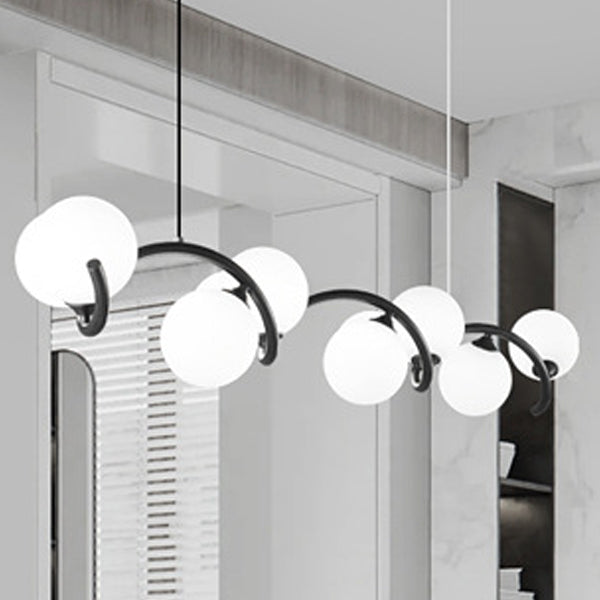 Contemporary Creative Glass Iron Curved Globe 8/10-Light Chandelier Island Light For Dining Room