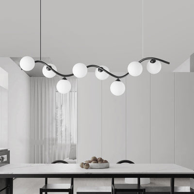 Contemporary Creative Glass Iron Curved Globe 8/10-Light Chandelier Island Light For Dining Room