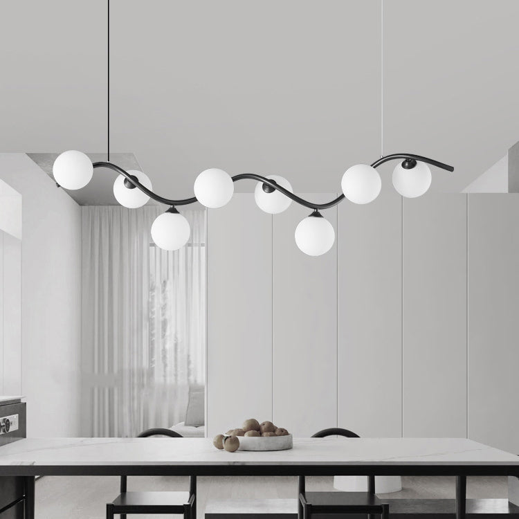 Contemporary Creative Glass Iron Curved Globe 8/10-Light Chandelier Island Light For Dining Room