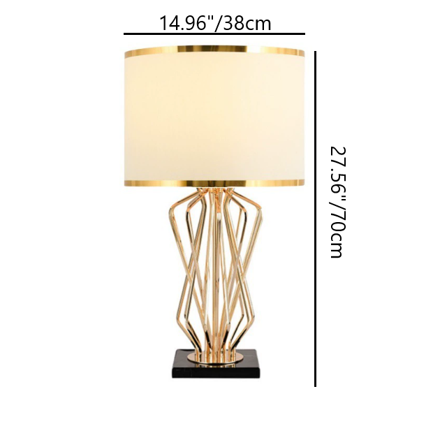Zeitgenössische kreative Stoff-Metall-Marmor-Gebogene runde 1-Licht-Tischlampe für das Schlafzimmer 