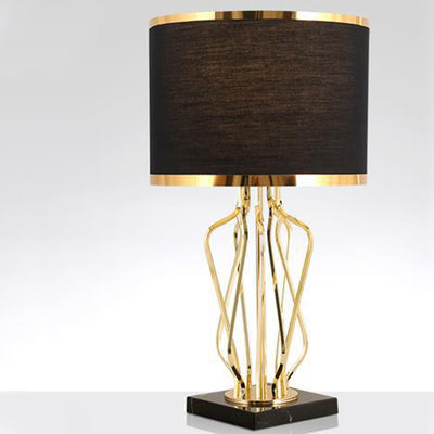 Lámpara de mesa redonda curva de mármol metálico creativo contemporáneo de 1 luz para dormitorio 