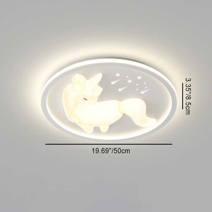 Lustre de plafond LED rond en forme de licorne en fer Art Déco moderne pour chambre et salon 