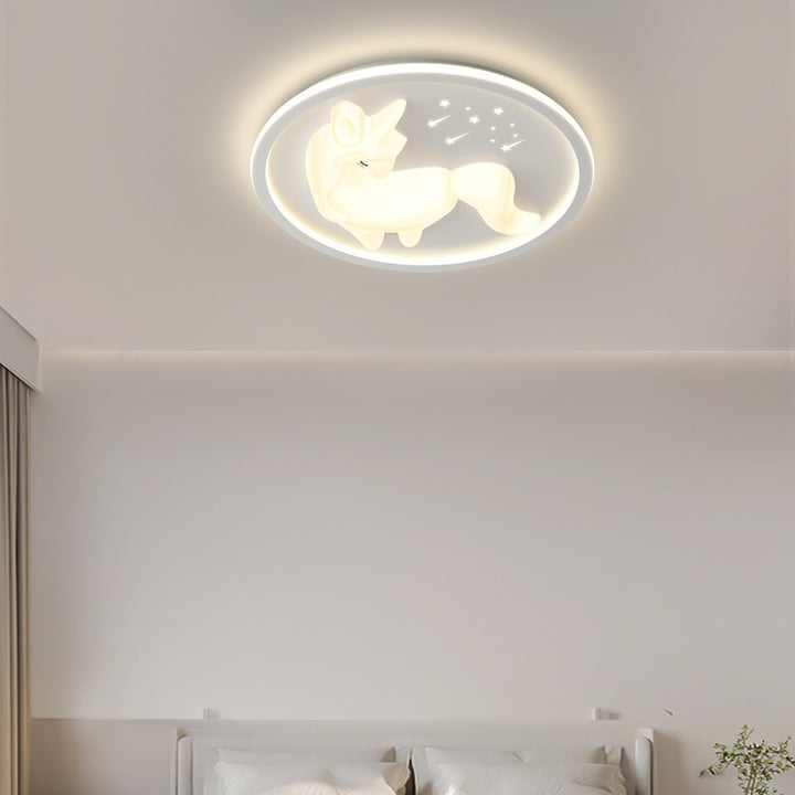 Lustre de plafond LED rond en forme de licorne en fer Art Déco moderne pour chambre et salon 