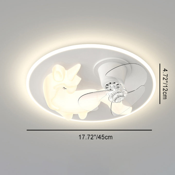 Moderne Art Deco Eisen PE Einhorn Form Runde LED Deckenleuchte Für Schlafzimmer &amp; Wohnzimmer 
