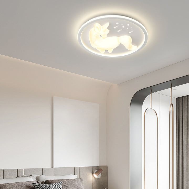 Lustre de plafond LED rond en forme de licorne en fer Art Déco moderne pour chambre et salon 