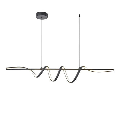 Lámpara colgante contemporánea de aluminio creativo PVC lineal curvada LED para isla de comedor 