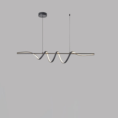 Lámpara colgante contemporánea de aluminio creativo PVC lineal curvada LED para isla de comedor 