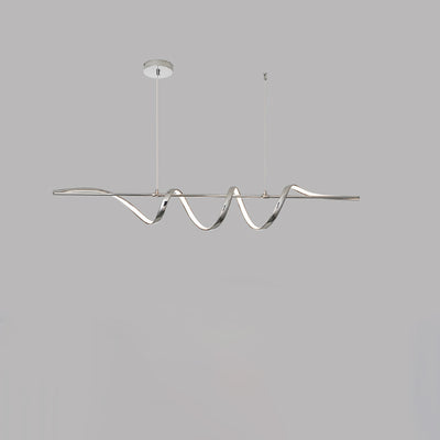 Lámpara colgante contemporánea de aluminio creativo PVC lineal curvada LED para isla de comedor 