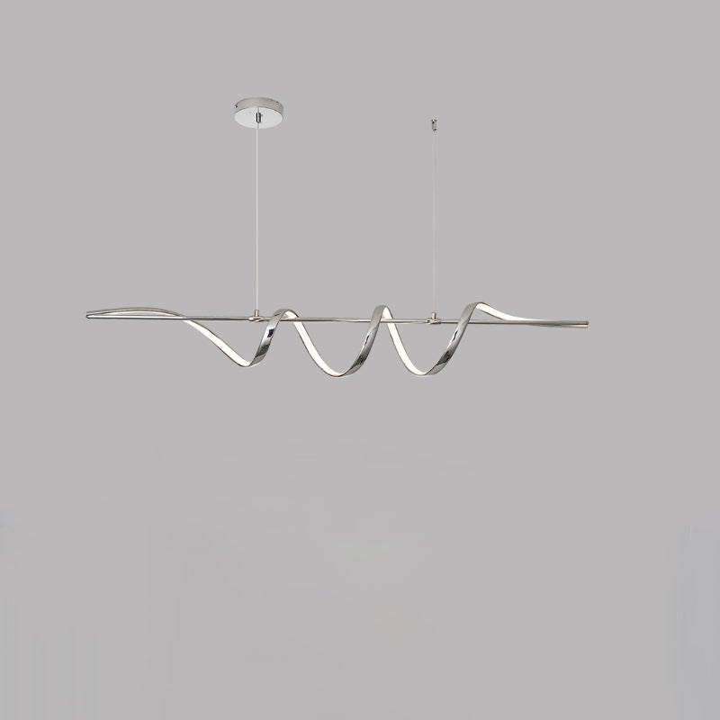 Lámpara colgante contemporánea de aluminio creativo PVC lineal curvada LED para isla de comedor 