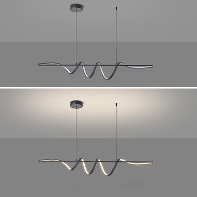 Lámpara colgante contemporánea de aluminio creativo PVC lineal curvada LED para isla de comedor 