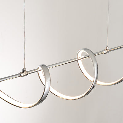 Lámpara colgante contemporánea de aluminio creativo PVC lineal curvada LED para isla de comedor 