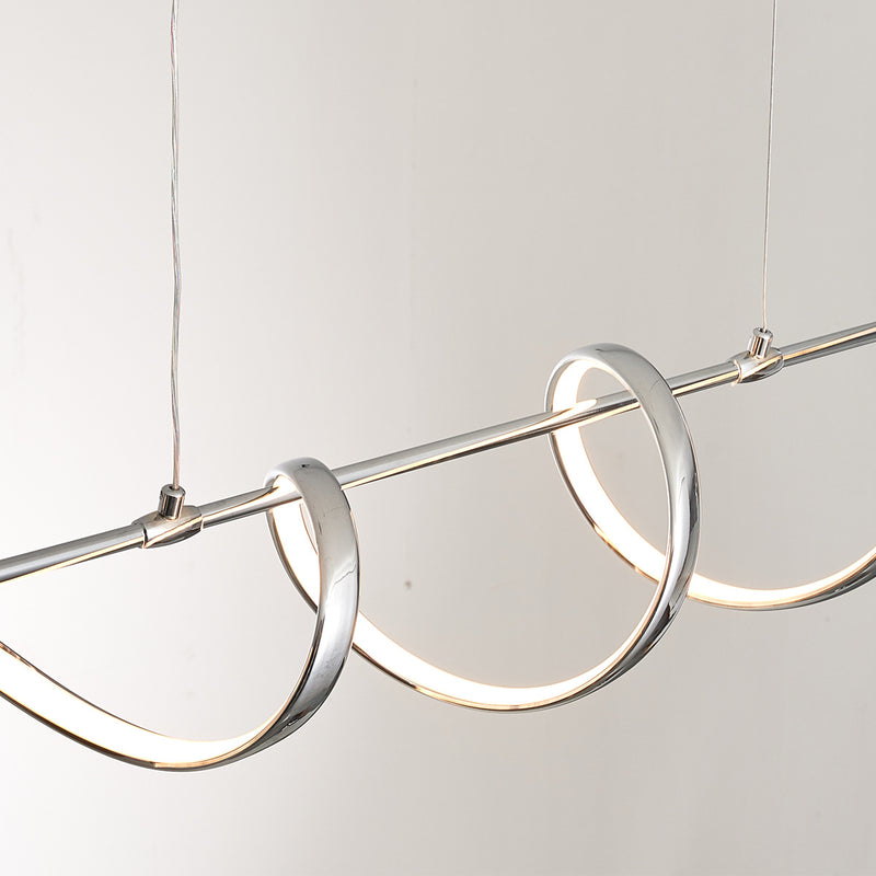Lámpara colgante contemporánea de aluminio creativo PVC lineal curvada LED para isla de comedor 