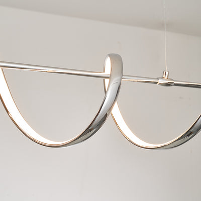 Lámpara colgante contemporánea de aluminio creativo PVC lineal curvada LED para isla de comedor 