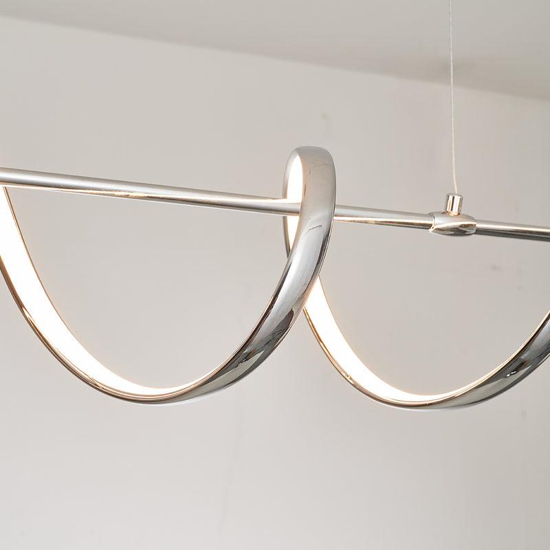 Lámpara colgante contemporánea de aluminio creativo PVC lineal curvada LED para isla de comedor 