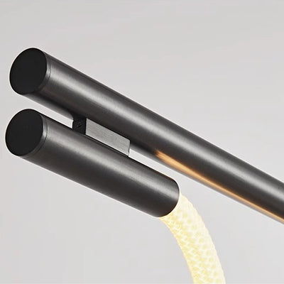 Lustre contemporain créatif en silicone tressé en cuivre courbé linéaire LED pour salle à manger 