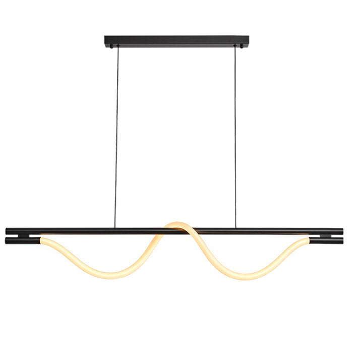 Contemporary Creative Braided Silicone Iron Curved Linear LED Chandelier Island Light For Dining Room