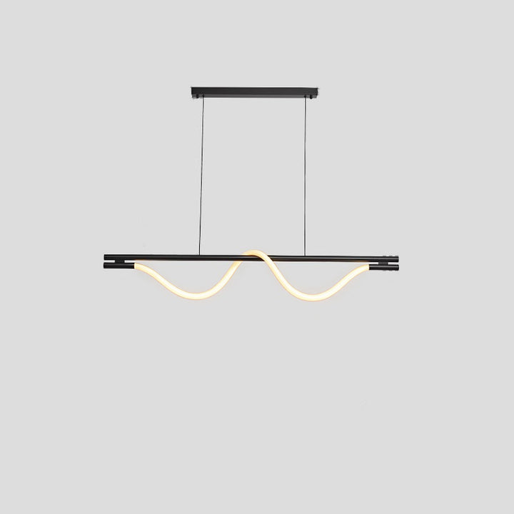 Contemporary Creative Braided Silicone Iron Curved Linear LED Chandelier Island Light For Dining Room