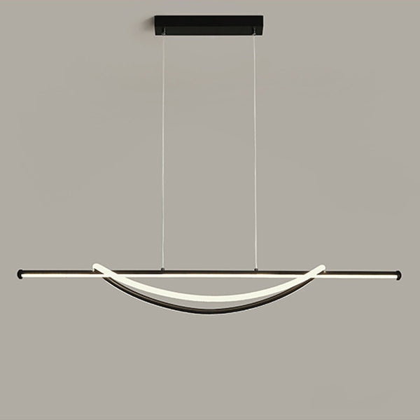 Lámpara de araña LED lineal curva de aluminio y silicona creativa contemporánea para isla en el comedor 