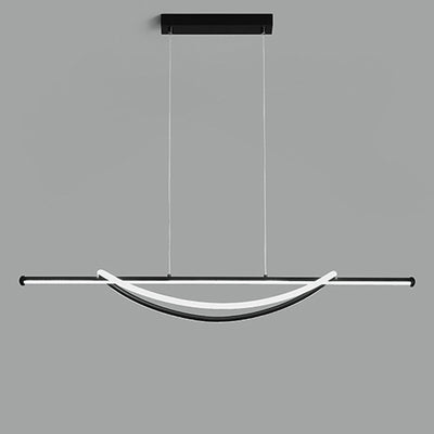 Lámpara de araña LED lineal curva de aluminio y silicona creativa contemporánea para isla en el comedor 
