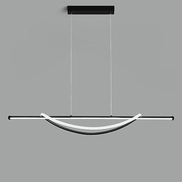 Lámpara de araña LED lineal curva de aluminio y silicona creativa contemporánea para isla en el comedor 