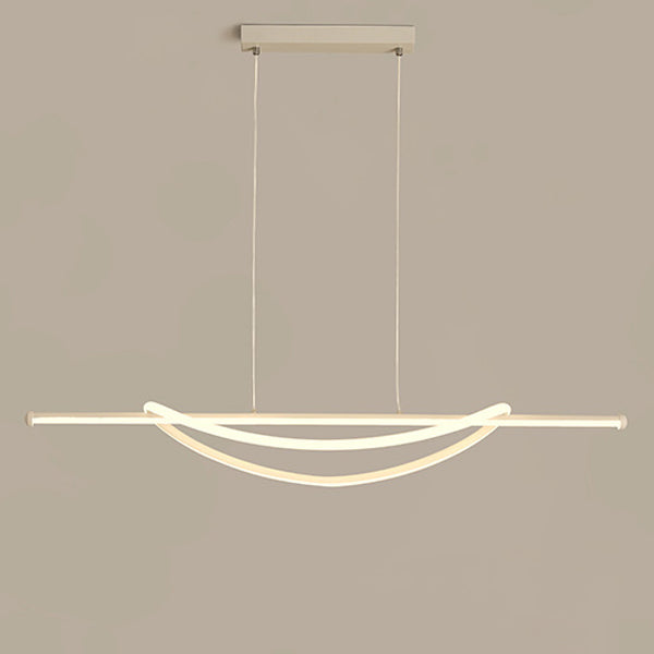 Lámpara de araña LED lineal curva de aluminio y silicona creativa contemporánea para isla en el comedor 