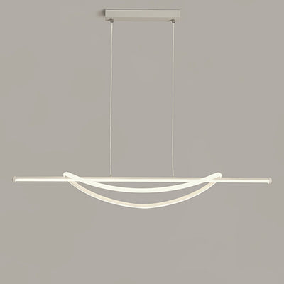 Lámpara de araña LED lineal curva de aluminio y silicona creativa contemporánea para isla en el comedor 