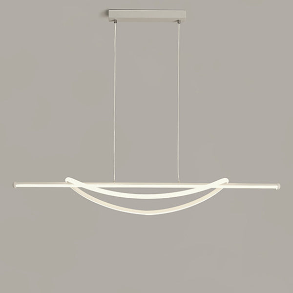 Lámpara de araña LED lineal curva de aluminio y silicona creativa contemporánea para isla en el comedor 