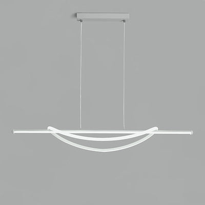 Lámpara de araña LED lineal curva de aluminio y silicona creativa contemporánea para isla en el comedor 