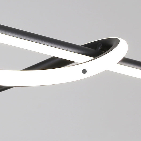 Lámpara de araña LED lineal curva de aluminio y silicona creativa contemporánea para isla en el comedor 